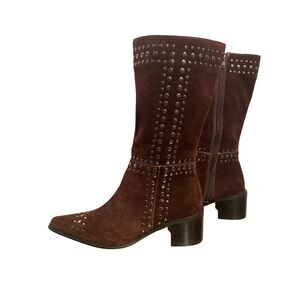 Newport News Women's Brown Suede Studded Western Cowboy Boots Size 7